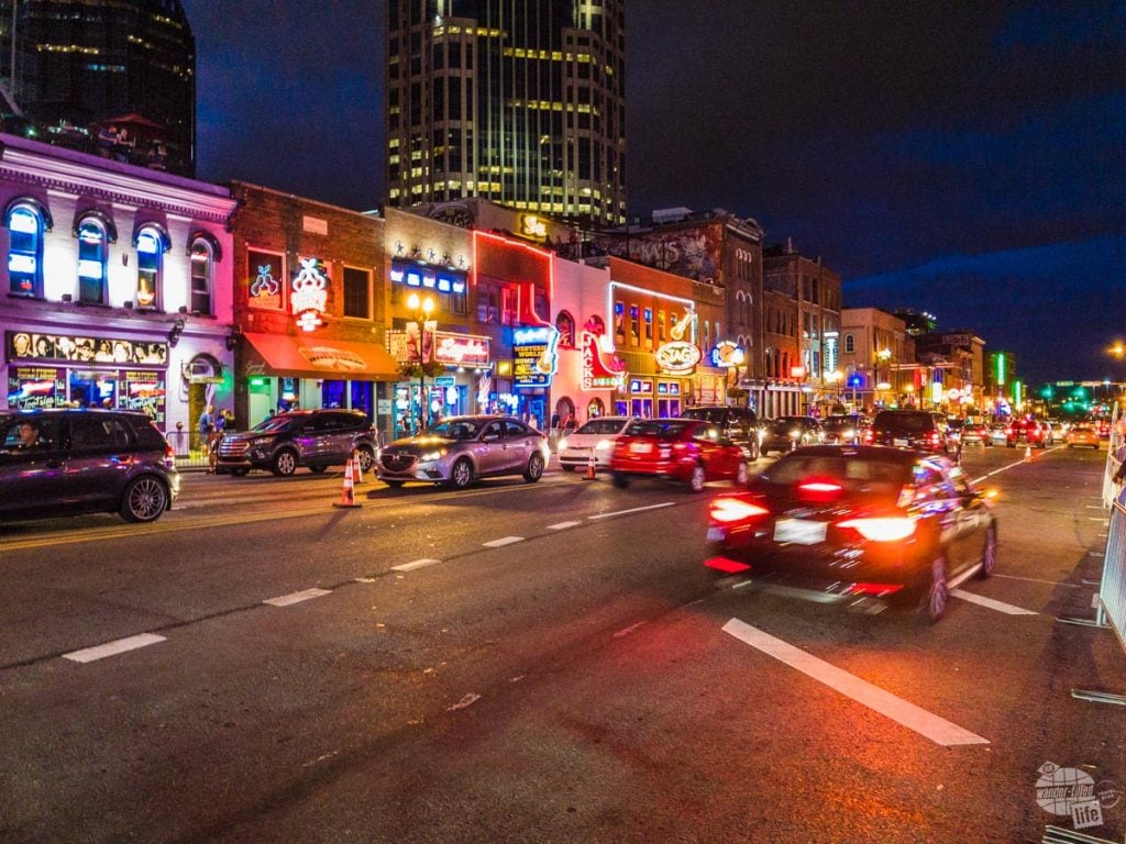 The bright lights of Broadway in Nashville.