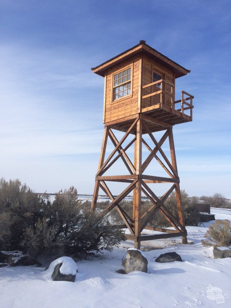 A lone watchtower at Minidoka National Historic Site, which was an interment camp for the Japanese during World War II.