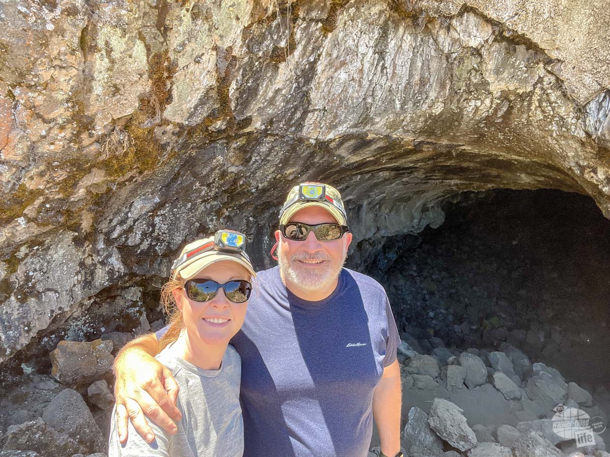 Exploring one of the Lava Tubes in Lava Beds National Monument.