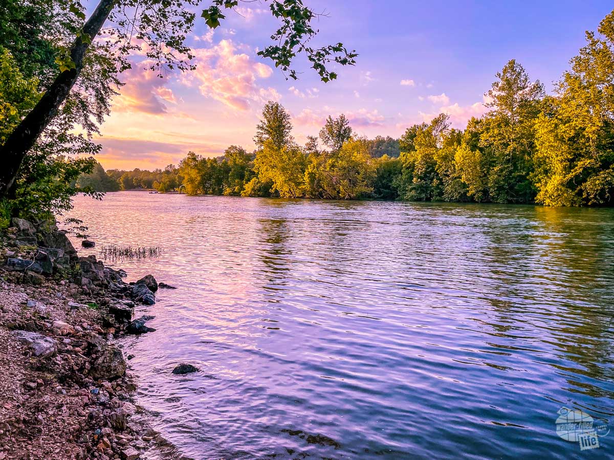 Sunset along the Current River at Ozark National Scenic Riverways.