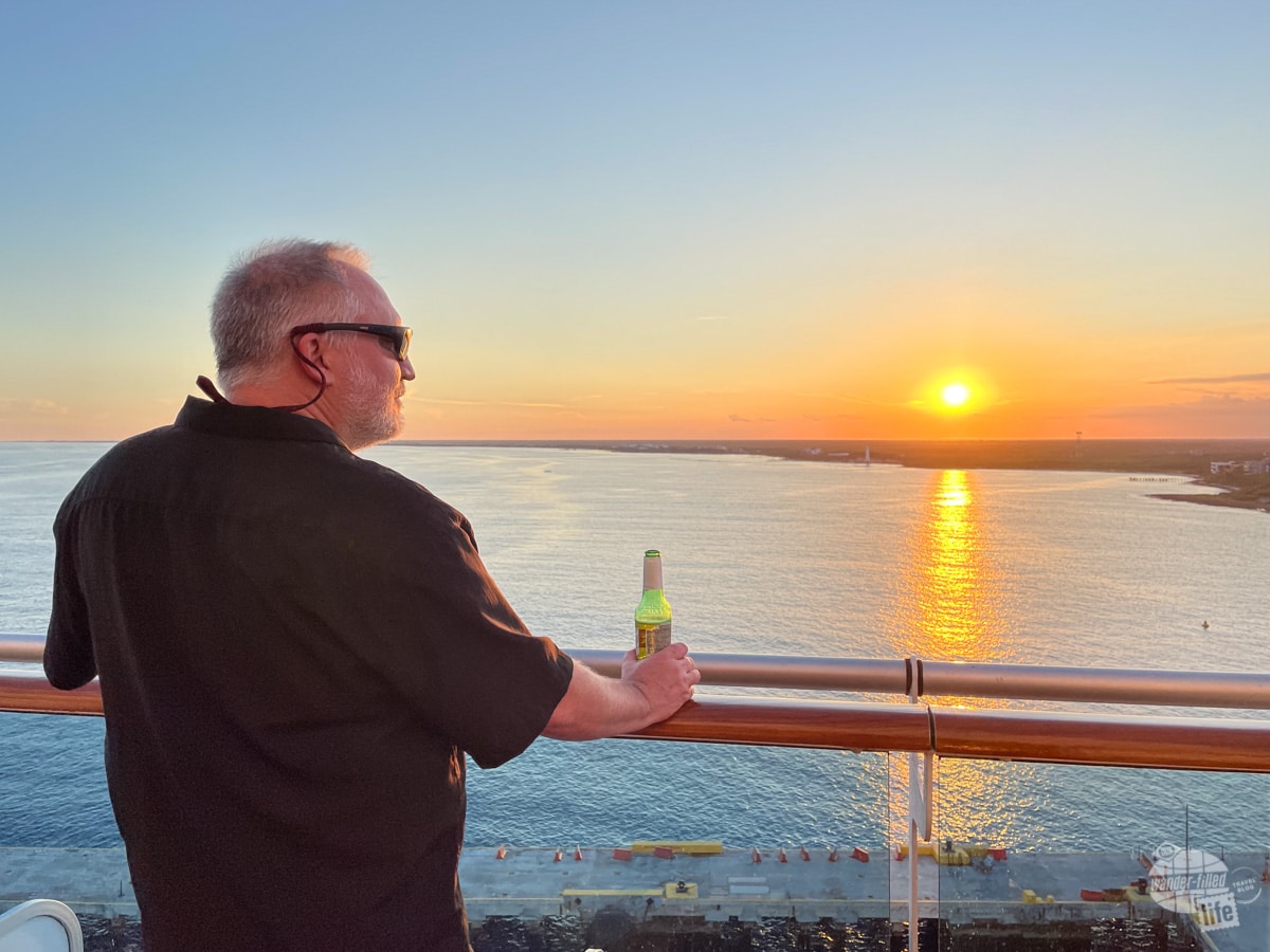 Sunset beer on the Regal Princess.