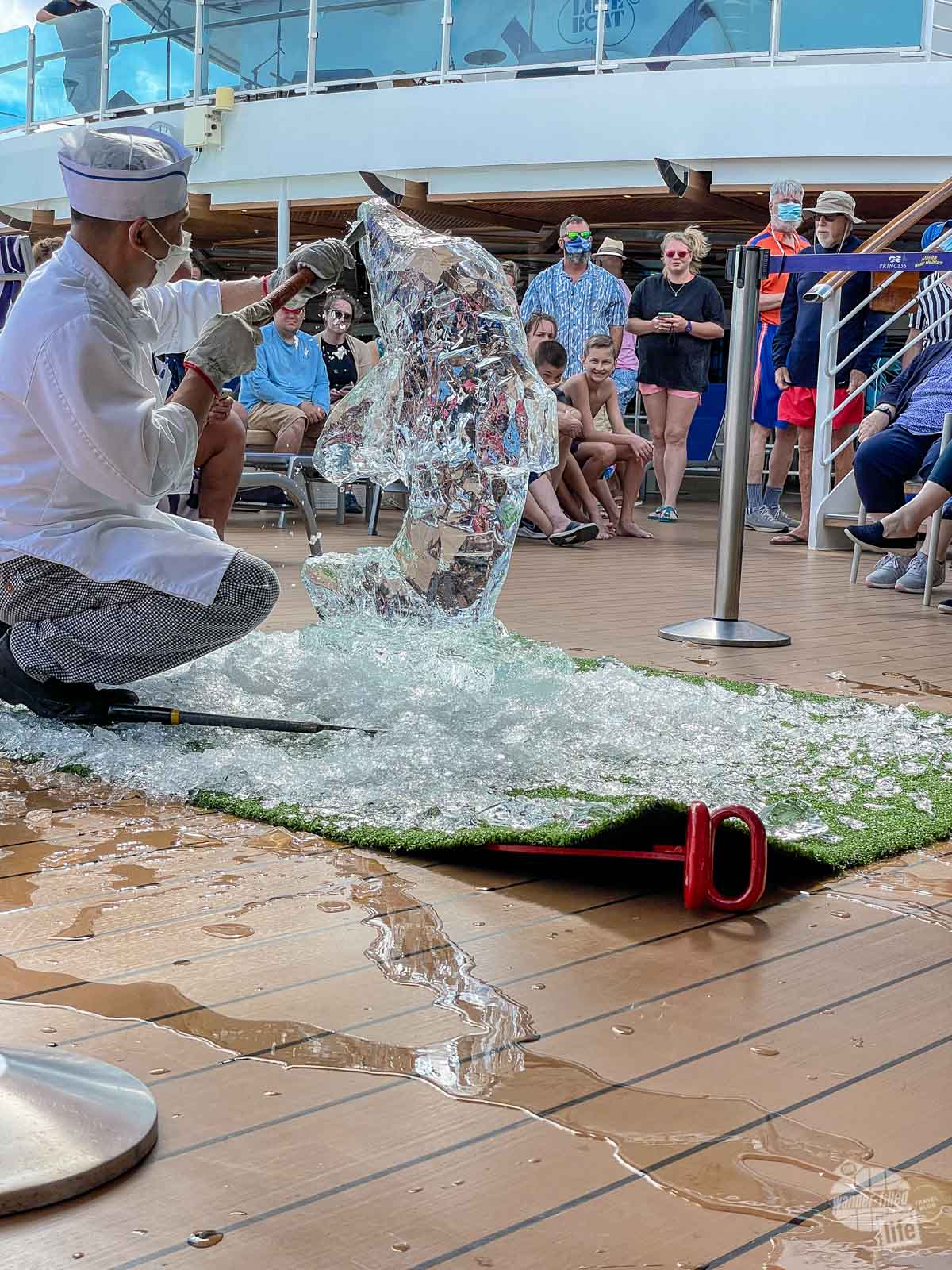 Ice carving demonstration.