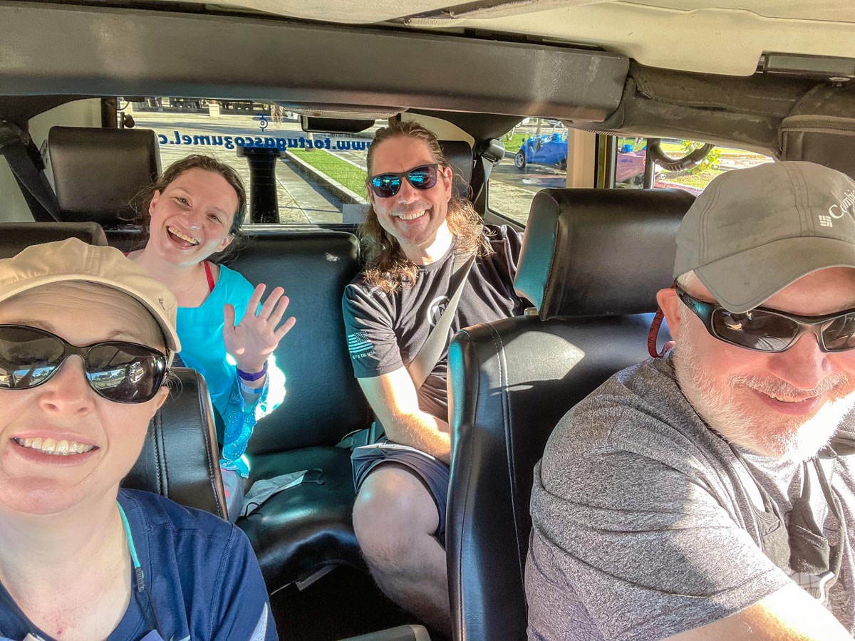 Selfie in the Jeep on the way to Punta Sur in Cozumel