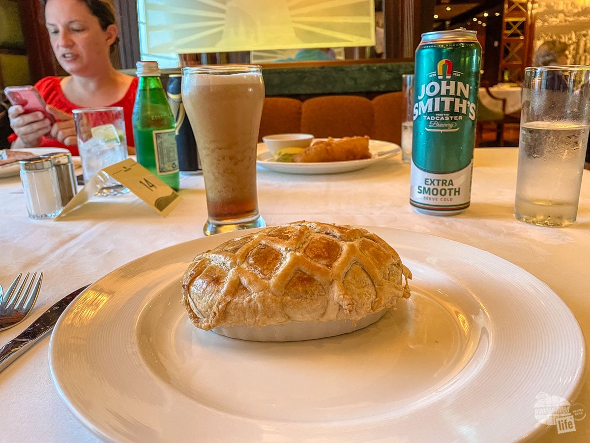 Steak and kidney pie at the Pub Lunch abroad the Regal Princess