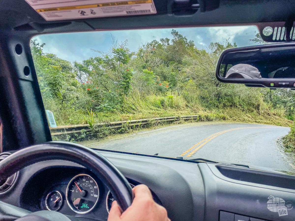 Driving the Jeep on the Road to Hana.