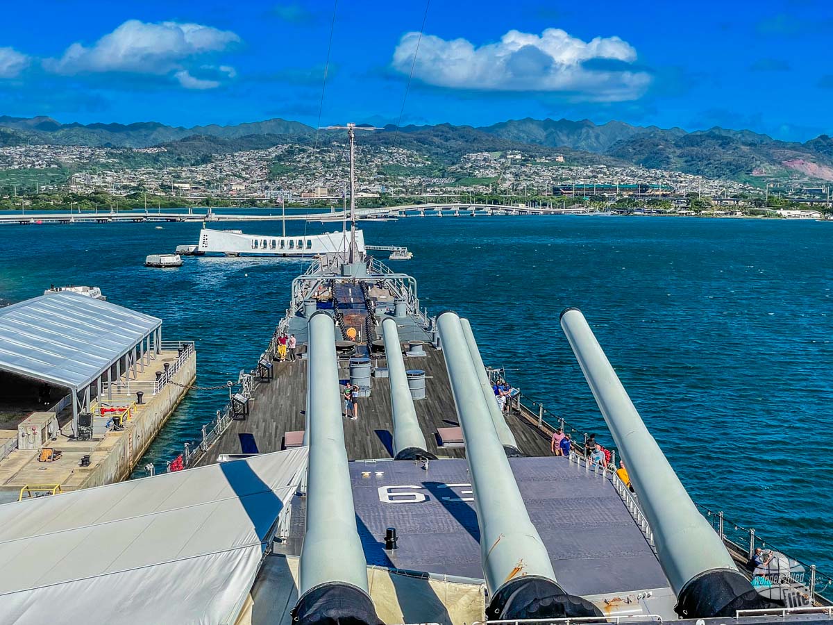 The USS Arizona Memorial as viewed from the deck of the USS Missouri