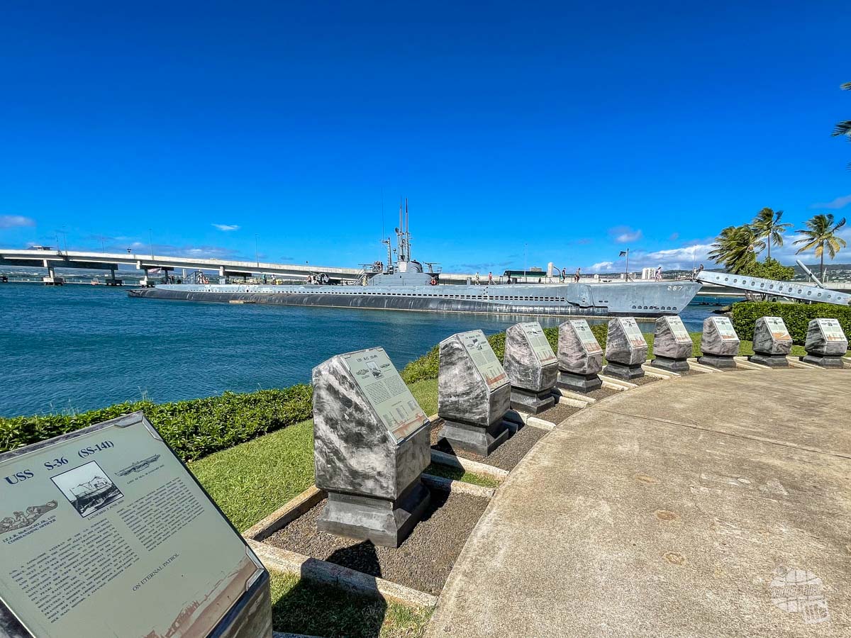 USS Bowfin with monuments to missing submarines