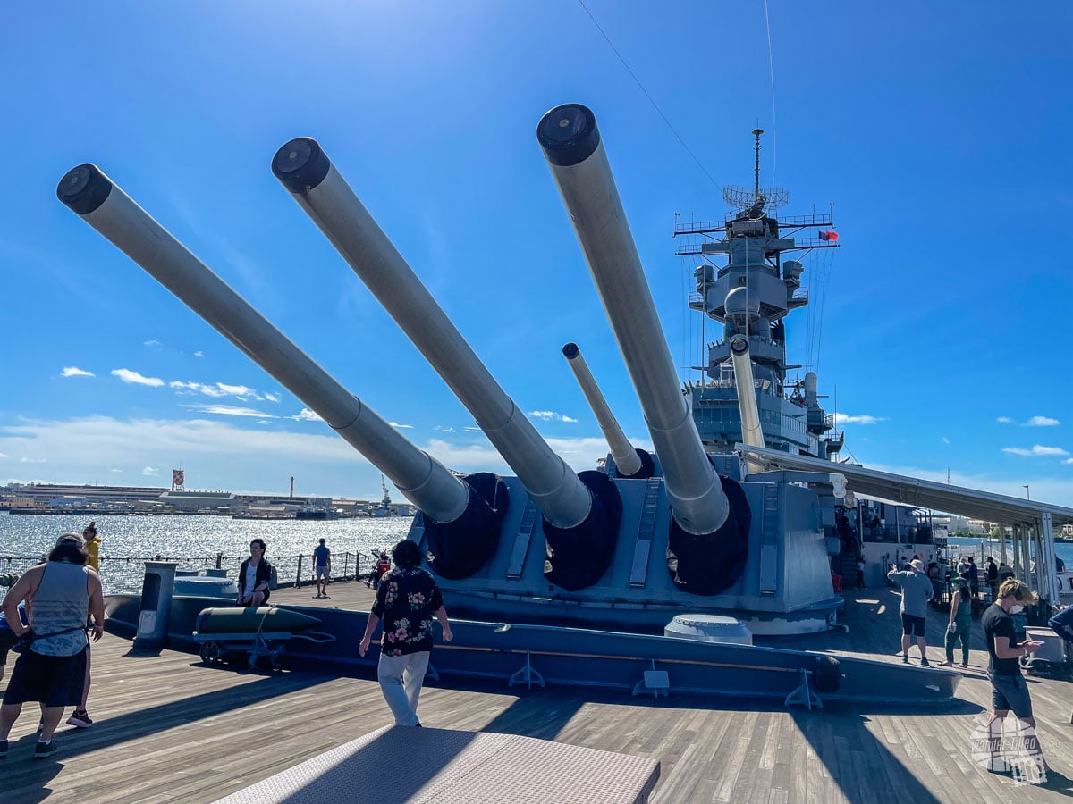 The main guns of the USS Missouri.