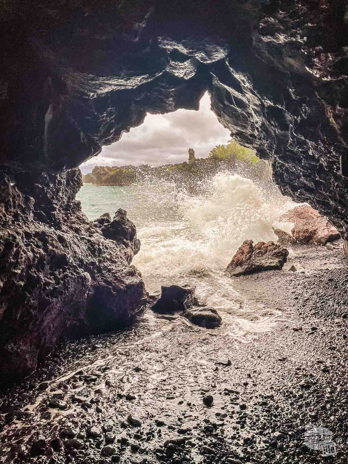 Sea cave at Wai'anapanapa State Park in Maui.