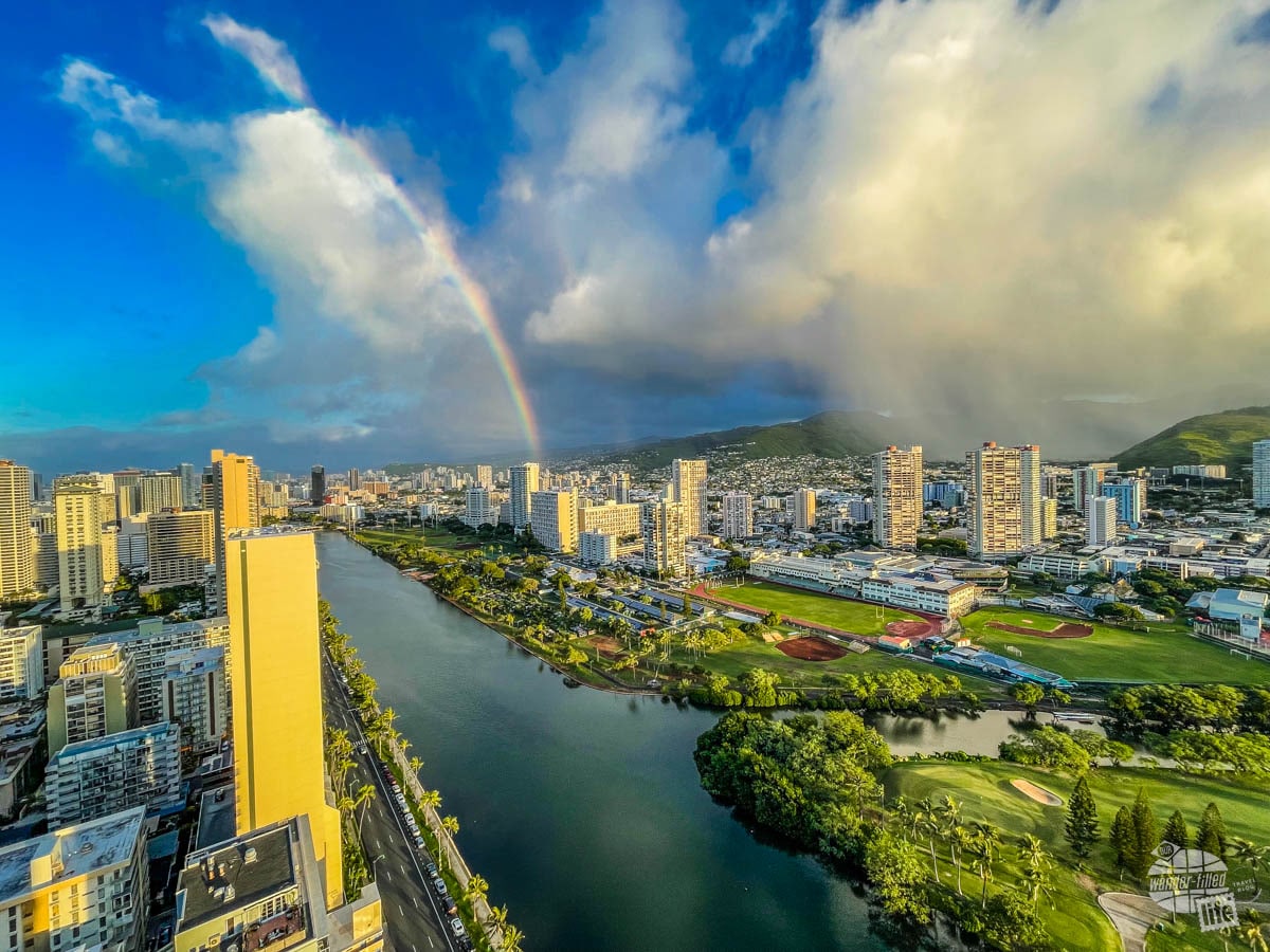 An early morning rainbow in Honolulu