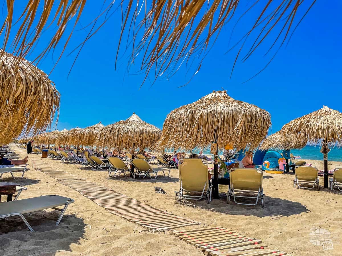 Sun beds on Episkopi Beach in Crete
