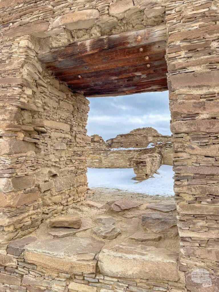 Looking through a window at one of the pueblos.
