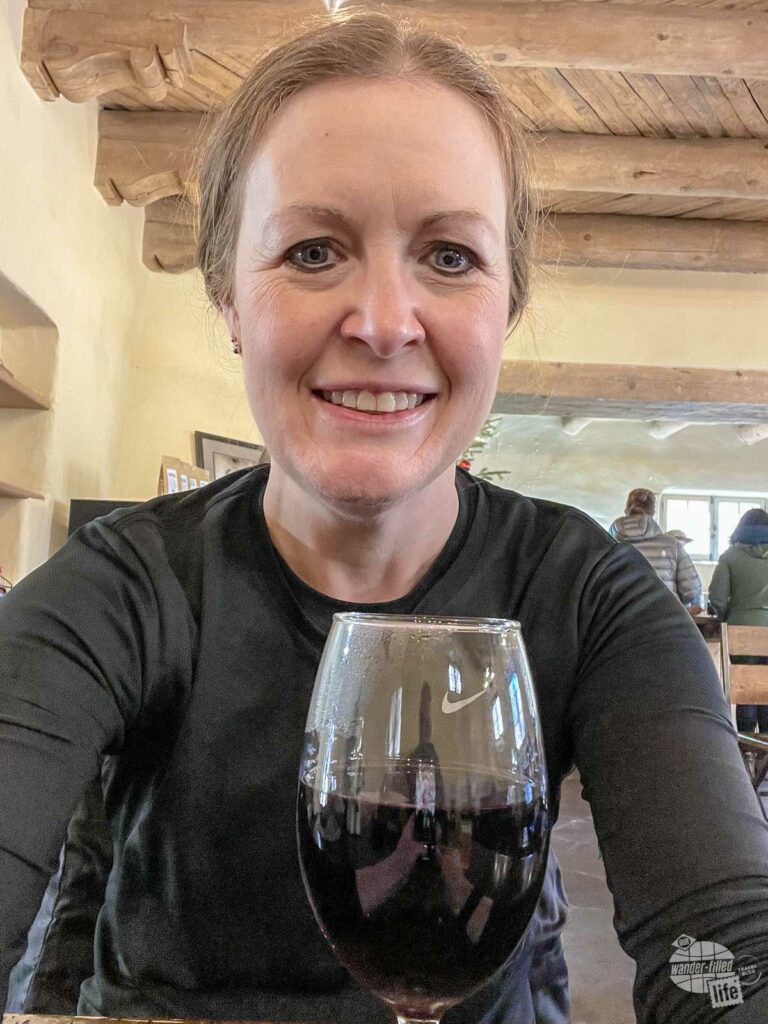 Bonnie enjoys a glass of warm mulled wine.