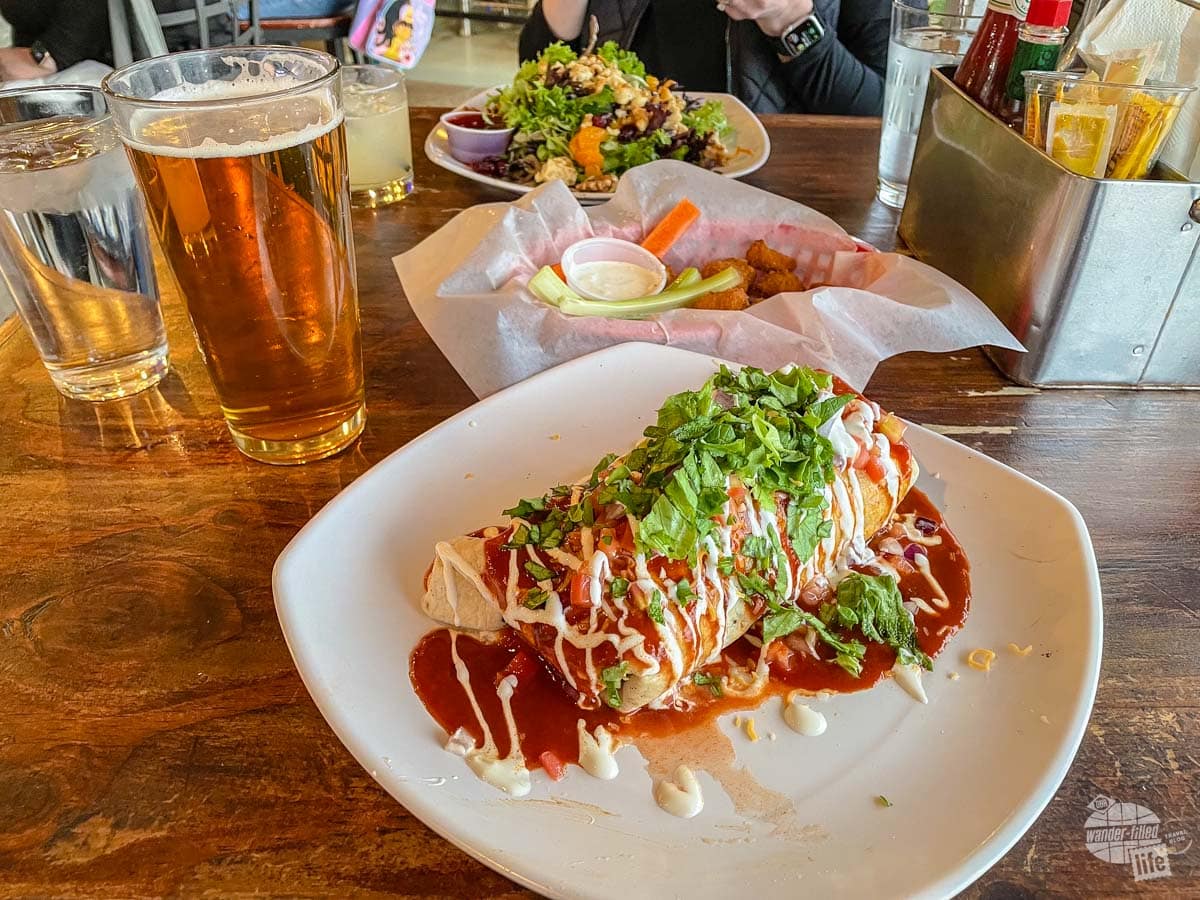 A burrito and a beer at 337 Brewery