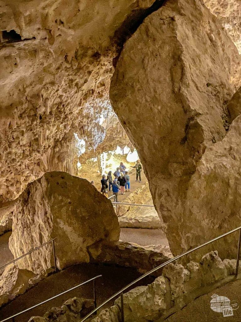 Peeking through the cave to the ranger-led tour.