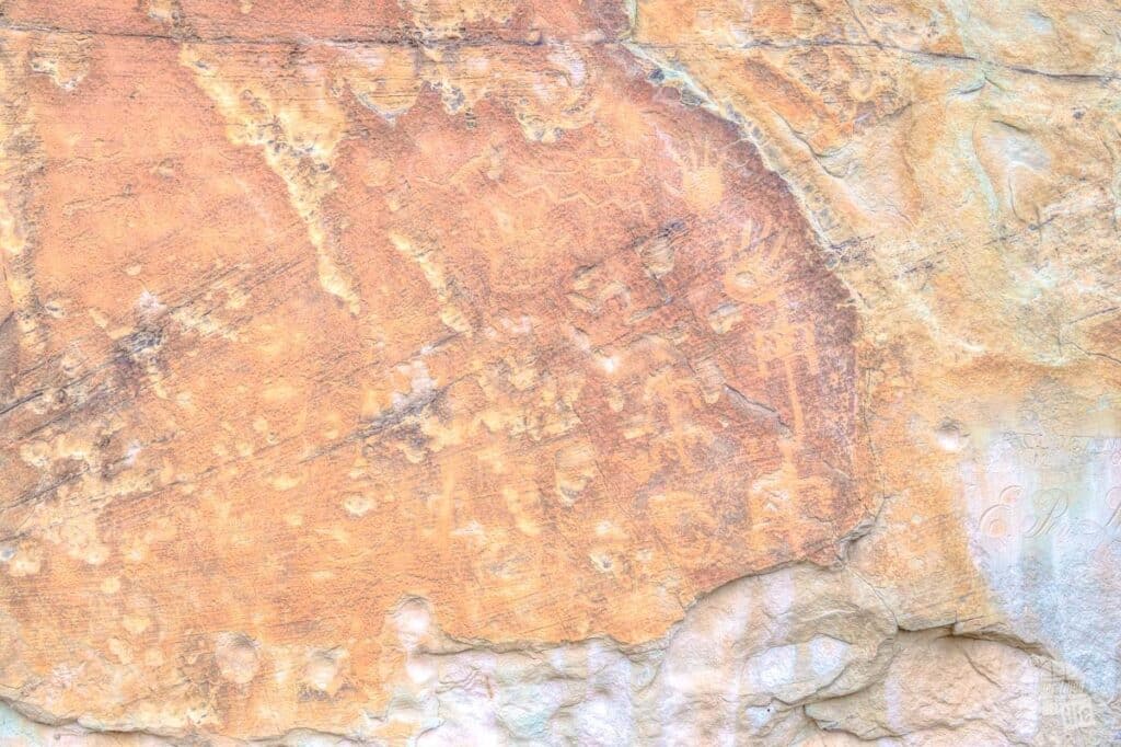 Petroglyphs on Inscription Rock at El Morro National Monument.