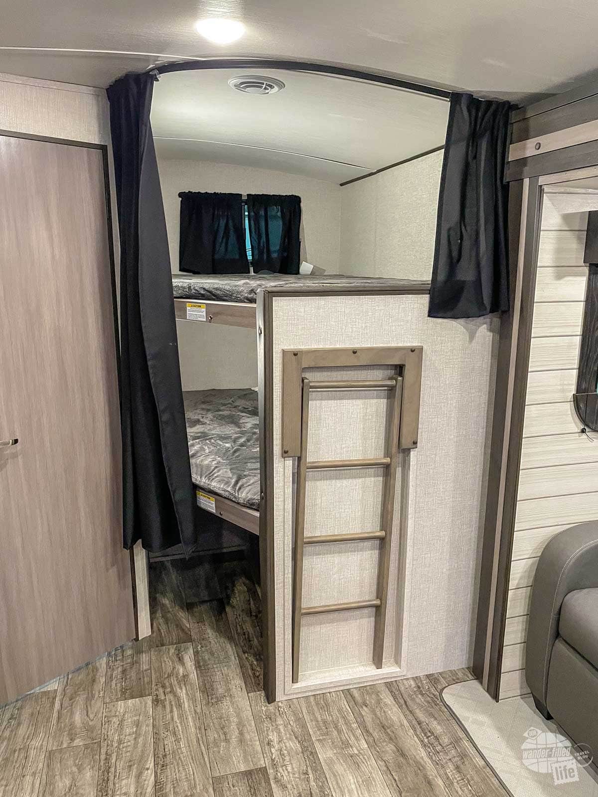 A bunk bed in an RV