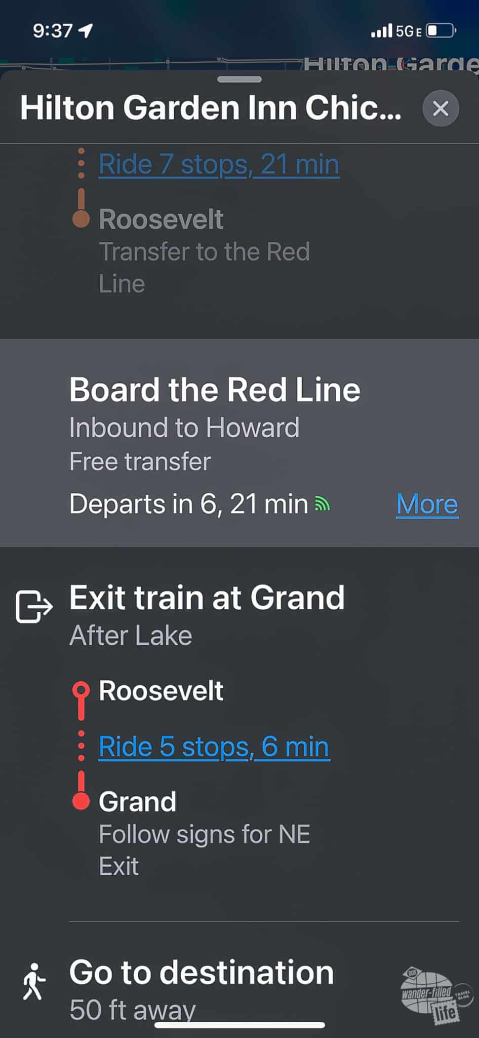 Using Apple Maps for transit directions.