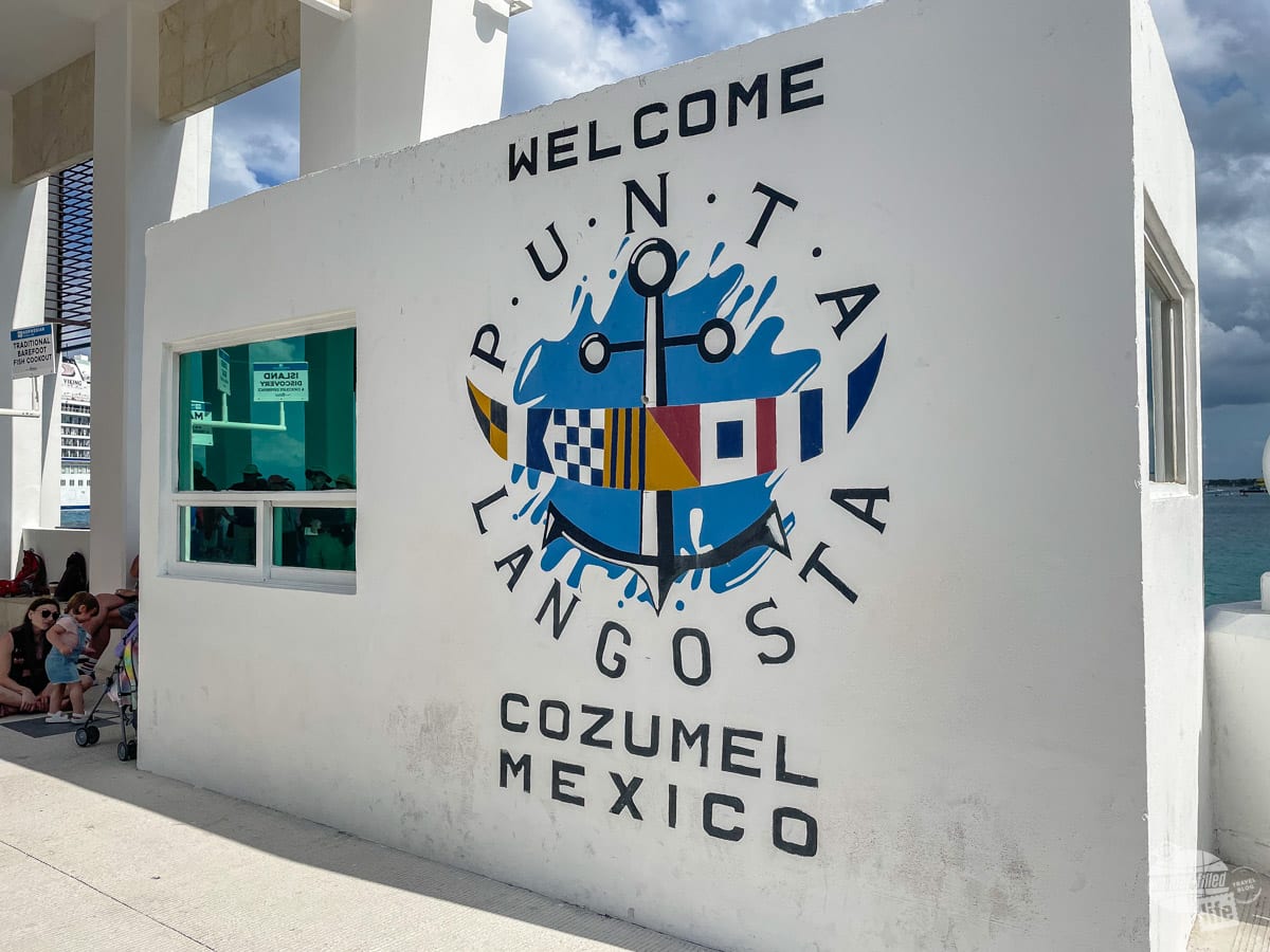 The welcome sign for Punta Langosta, Cozumel