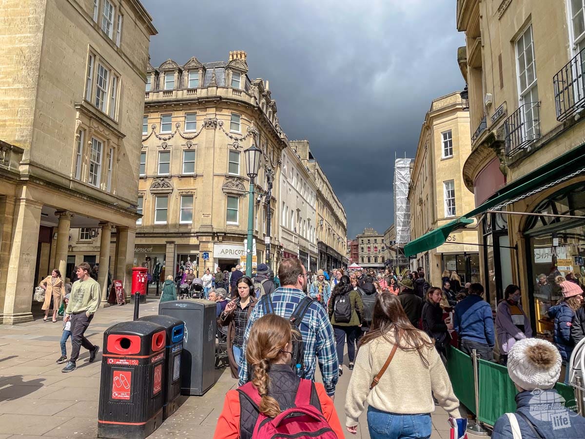 The streets of Bath, which makes for a great side trip from London