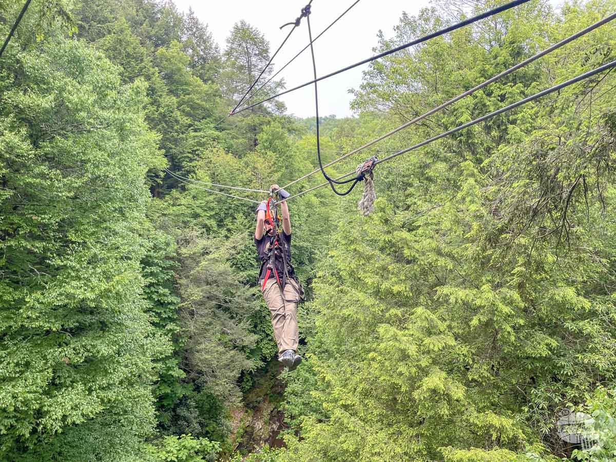 Bonnie zip lining at Adventures On The Gorge.