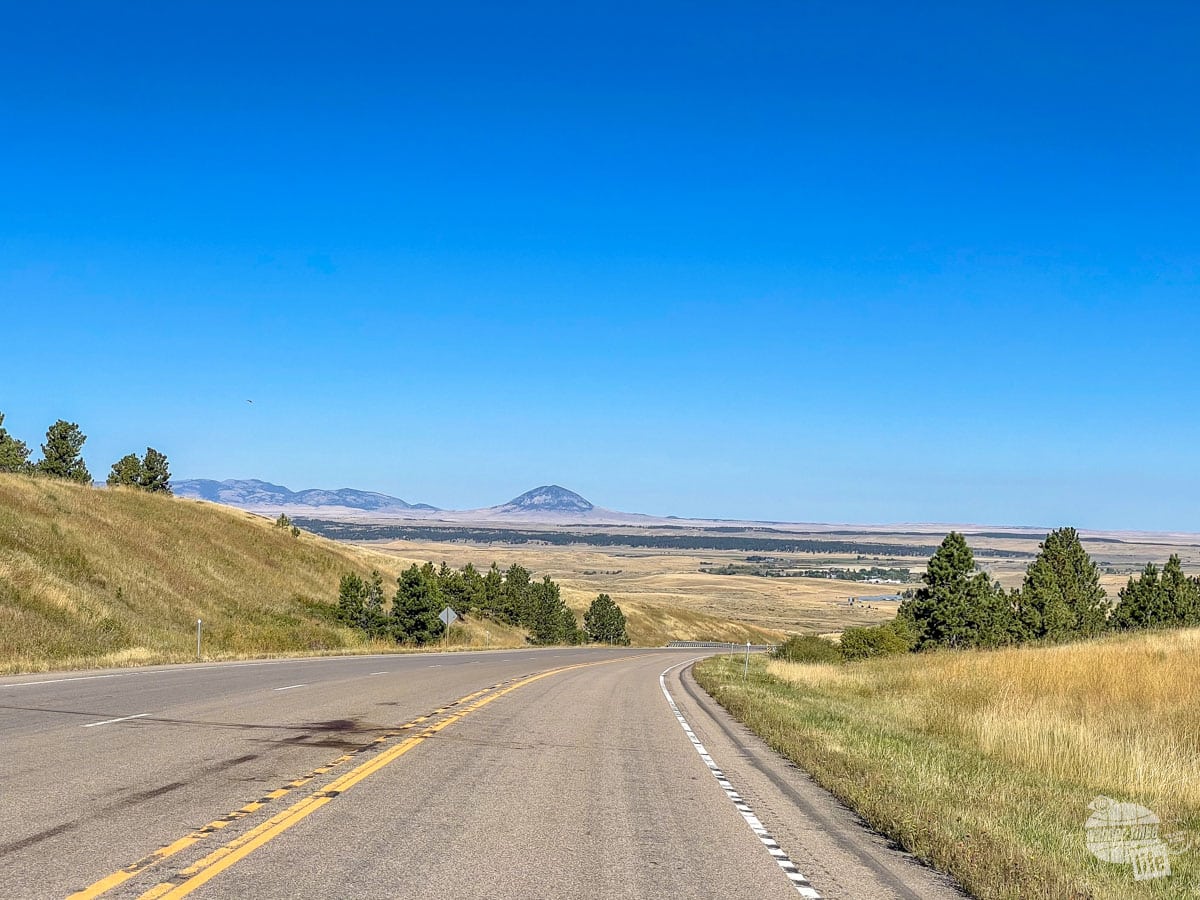 A two lane highway in Montana.