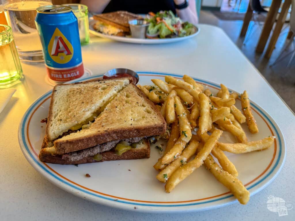 A lunch plate with a sandwich and french fries at Joann's in Austin.