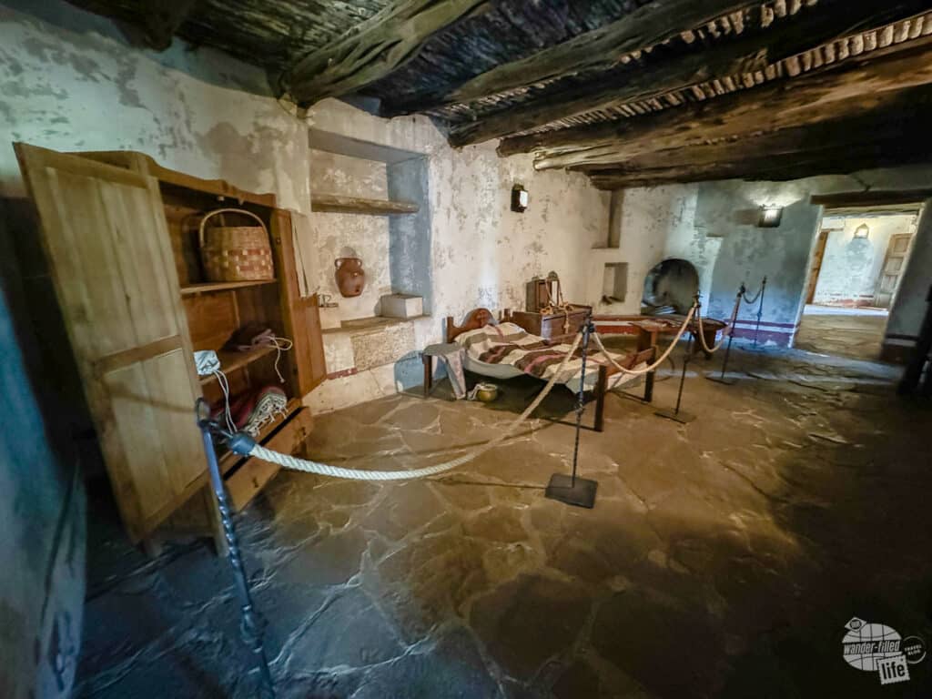An exhibit on how the priests lived at Mission San José at San Antonio Missions National Historical Park. 
