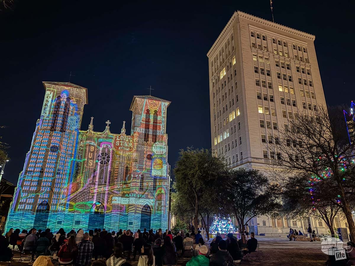 The San Fernando Cathedral puts on the Saga, a light show, most nights in San Antonio.
