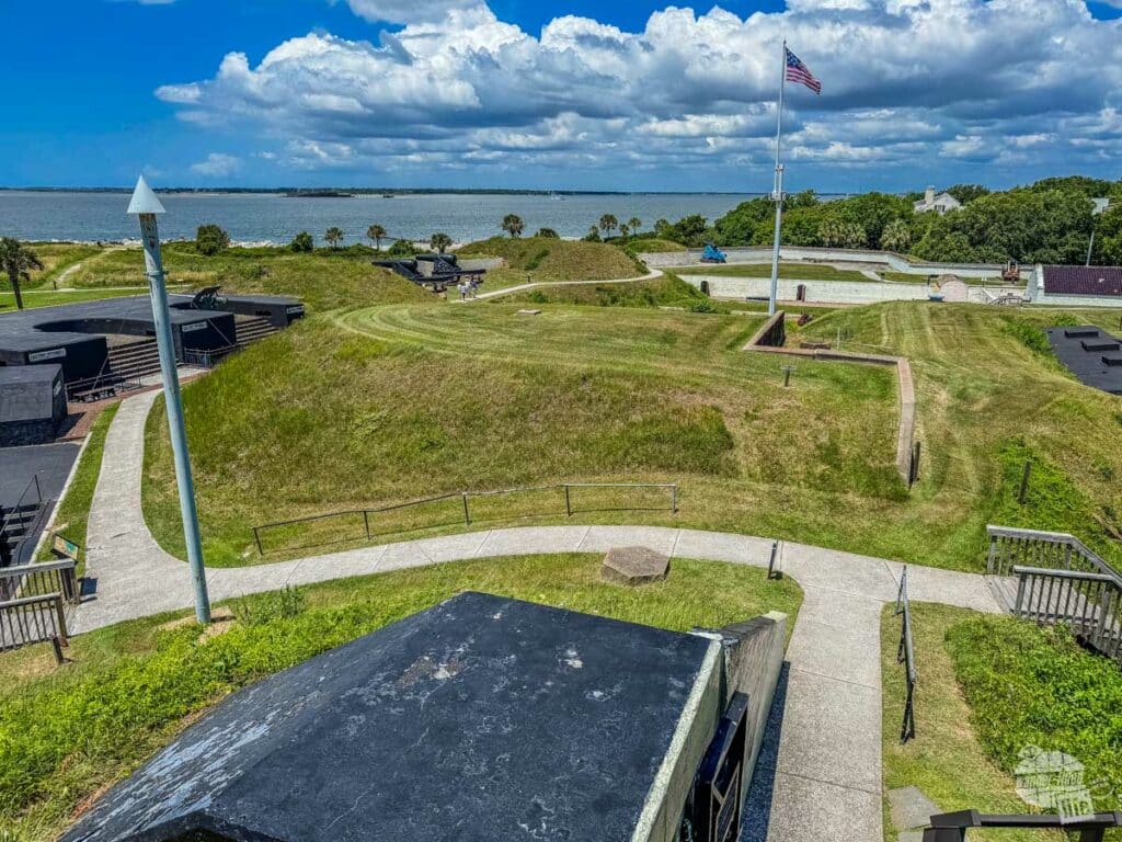 Overlooking the earthen fortifications of Fort Moultrie.